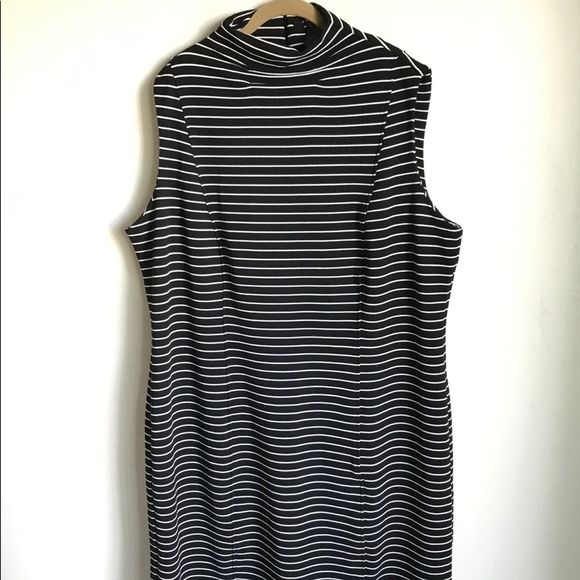 NWTS Ashley Stewart Dress Plus Size Black White Stripes - Picture 1 of 6